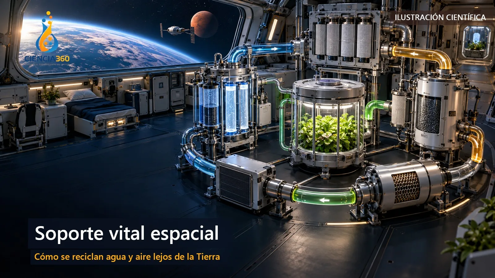 Sistemas cerrados de soporte vital: cómo reciclar agua y aire fuera de la Tierra